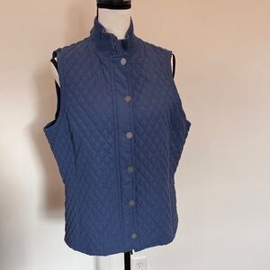 Liz Claiborne Quilted Blue Sleeveless Vest Size Large